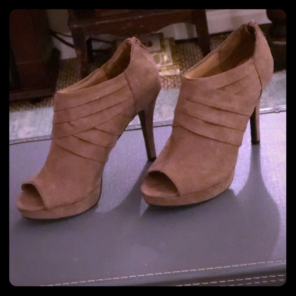 Suede Open Toe Heels (NEVER WORN)